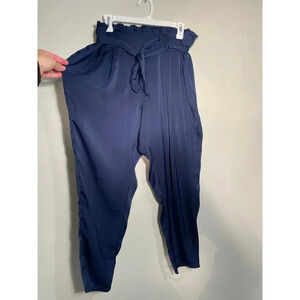 Summersalt Navy Satin Paperbag Waist‎ Pants